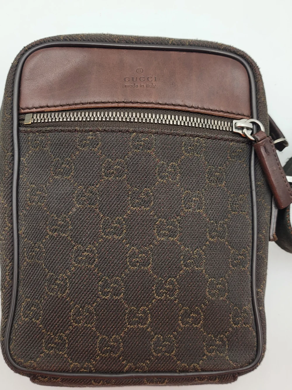 Gucci GG Canvas Monogram Chocolate Crossbody Bag, Authentic...(Unisex)